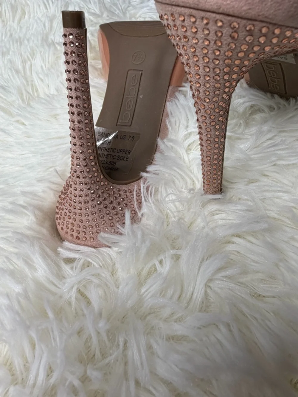 bebe Clear Strap Open-Toe Heels – Size 7.5 – Nude/Mauve Pre‑Loved - Picture 3 of 8